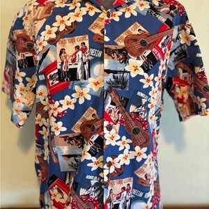 Hilo Hattie Blue Hawaiian Print Shirt Made In Hawaii